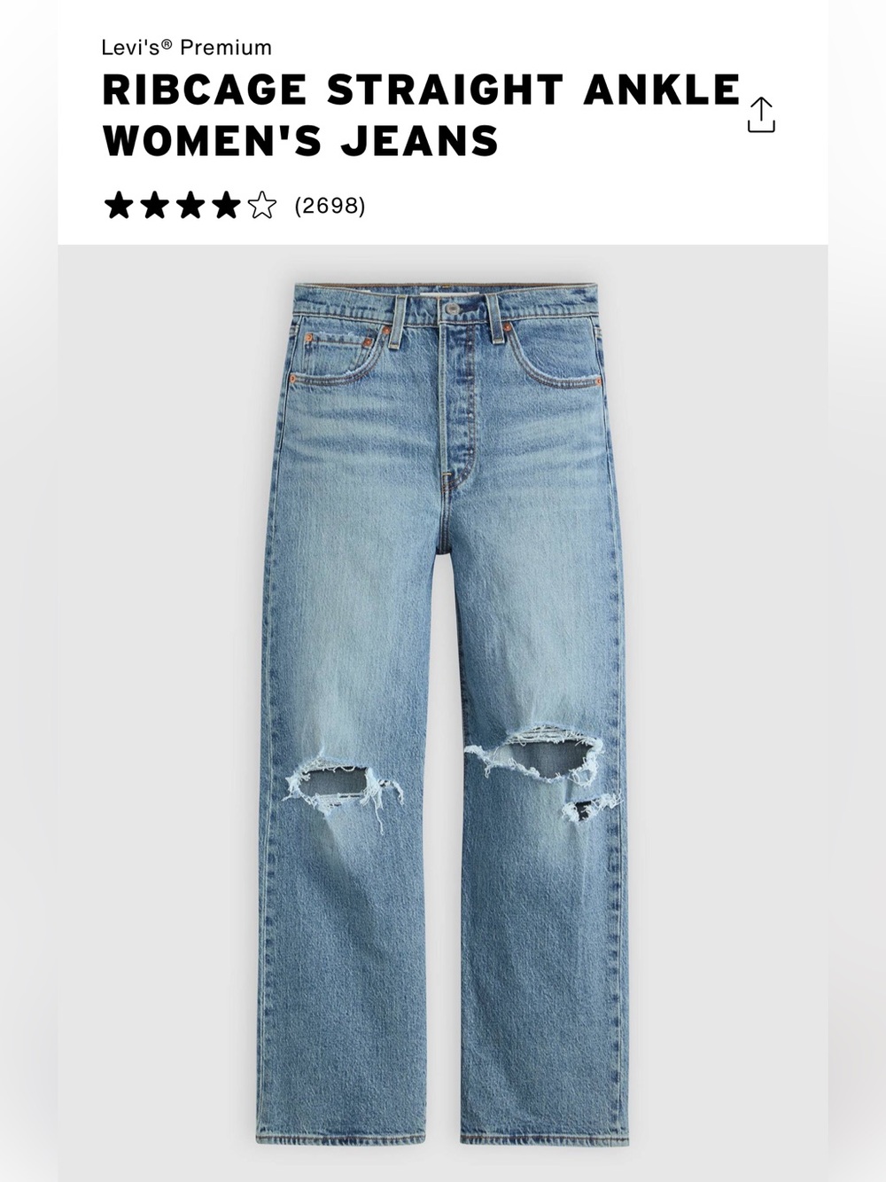 NWT Levi’s Ribcage Straight Ankle Women’s Jeans - 27/27